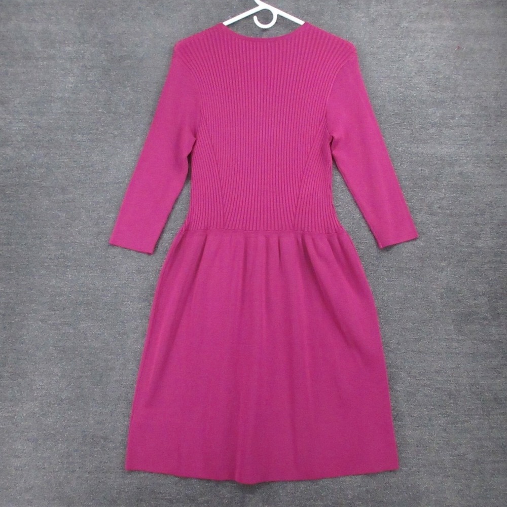 J McLaughlin Ribbed Knit Midi Sweater Dress 3/4 Sleeve Fushia Pink‎ Size S